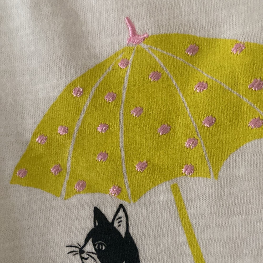 Talbots Small Tuxedo Cat Off White 3/4 Sleeve Scoop Neck Cotton Tee New - Picture 3 of 13